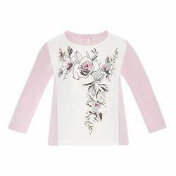 Bluzka z jasno różowymi rękawami z nadrukiem