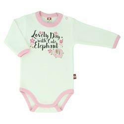 Body długi rękaw z napisem i różowym obszyciem