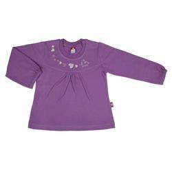 Koszulka w kolorze wrzosu ozdobiona haftowanymi serduszkami