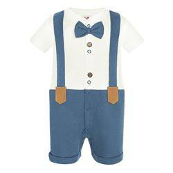 Rampers ecru z niebieskim dołem