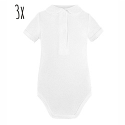 Body krótki rękaw białe z kołnierzem 3szt.