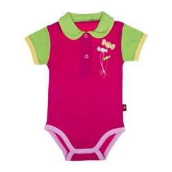 Body krótki rękaw amarantowe z zielonym kołnierzem