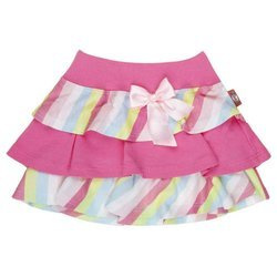 Spódniczka różowa ozdobiona kolorowymi paskami