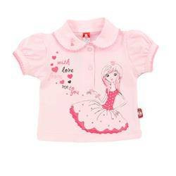 Koszulka jasnoróżowa z kołnierzykiem ozdobionym falbanką