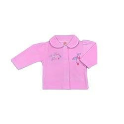 Kaftanik rozpinany różowy z kołnierzykiem