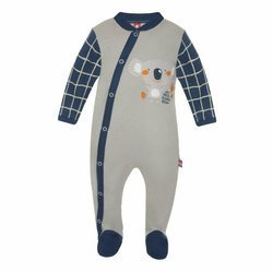 Pajac szary koala rękawy w kratkę