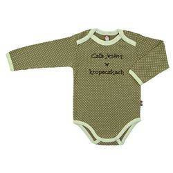 Body długi rękaw w kropeczki z napisem