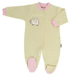 Pajac beżowy w kropki ze słonikiem