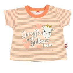 Koszulka pomarańczowa nadruk serduszka z żyrafą