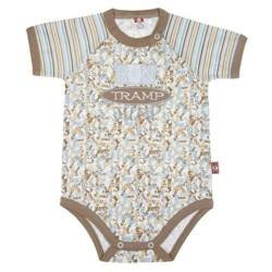 Body krótki rękaw wzór błękitno-brązowy