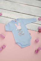 Body długi rękaw błękitne z napisem i króliczkiem