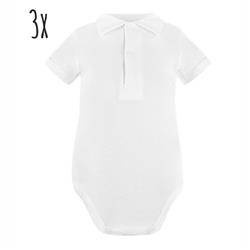 Body krótki rękaw białe z kołnierzem 3szt.