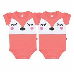 Body krótki rękaw biało-koralowe Foxy 2-pak