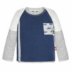 Bluzka granatowa z szaro-białymi rękawami Chic