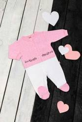 Pajac różowo-biały góra ozdobiona w serduszka