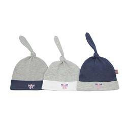 Czapka 3szt. bordowy-szary-biały mix