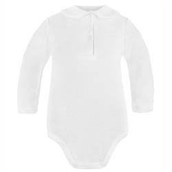 Body długi rękaw białe z kołnierzem ozdobionym falbanką