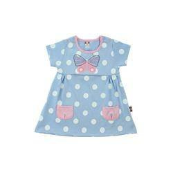 Sukienka błękitna letnia w białe grochy