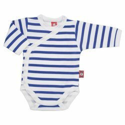 Body długi rękaw białe zapinane z boku w szafirowe paski