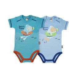 Body krótki rękaw Summer Lazing (turkusowe + niebieskie) 2szt.