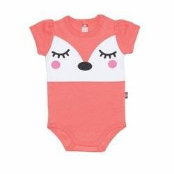 Body krótki rękaw biało-koralowe Foxy