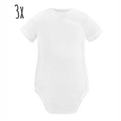 Body krótki rękaw kopertowe białe 3szt.