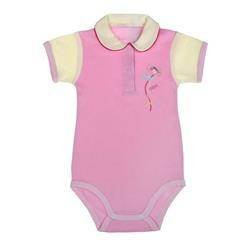 Body krótki rękaw różowe z kołnierzykiem
